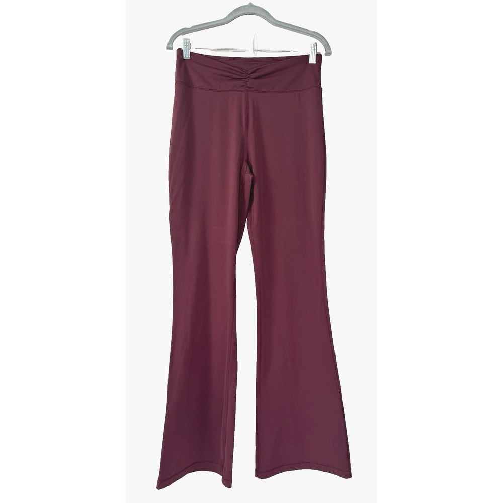 Aeropostale Womens Large Burgundy Air Soft High‑Rise Cinch Flare Leggings Active